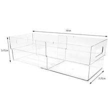 Isaac Jacobs 2-Pack Clear Expandable Storage Bins, Plastic Organizer with Cut-Out Handles, Adjustable Length from 11-19" for Home, Kitchen & Office