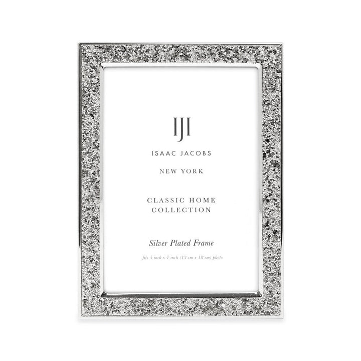 Isaac Jacobs Metal Glitter (Vertical &amp; Horizontal) Picture Frame, with Black Fabric Easel, Wall-Mountable, Made for Tabletop, Counterspace, Shelf and Desk