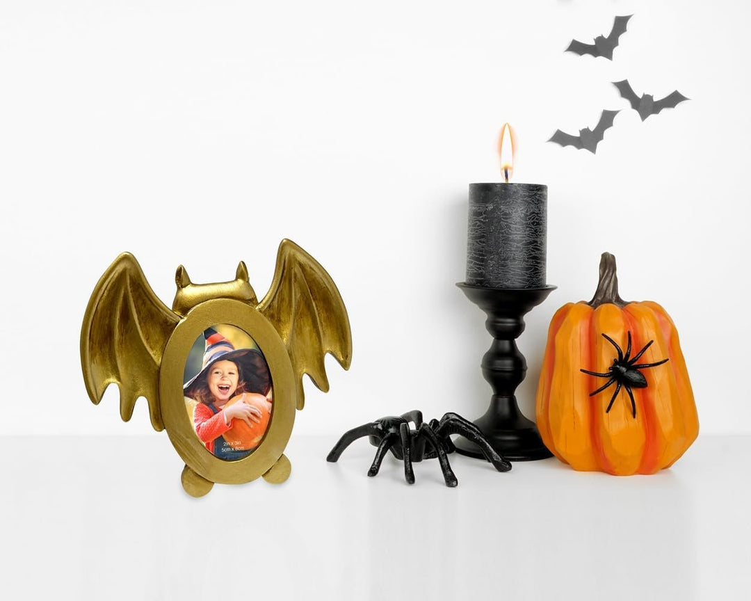 Isaac Jacobs 4x4 Bat-Shaped Picture Frame With Ears And Wings Detail, Photo Tabletop &amp; Wall Display Hanging Display &amp; Home Décor_
