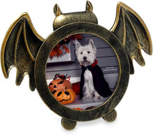 Isaac Jacobs 4x4 Bat-Shaped Picture Frame With Ears And Wings Detail, Photo Tabletop & Wall Display Hanging Display & Home Décor_#color_matt_black_with_gold_4x4