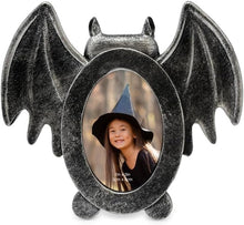 Isaac Jacobs 4x4 Bat-Shaped Picture Frame With Ears And Wings Detail, Photo Tabletop & Wall Display Hanging Display & Home Décor_#color_matt_black_with_silver_2x3