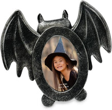 Isaac Jacobs 4x4 Bat-Shaped Picture Frame With Ears And Wings Detail, Photo Tabletop & Wall Display Hanging Display & Home Décor_#color_matt_black_with_silver_2x3