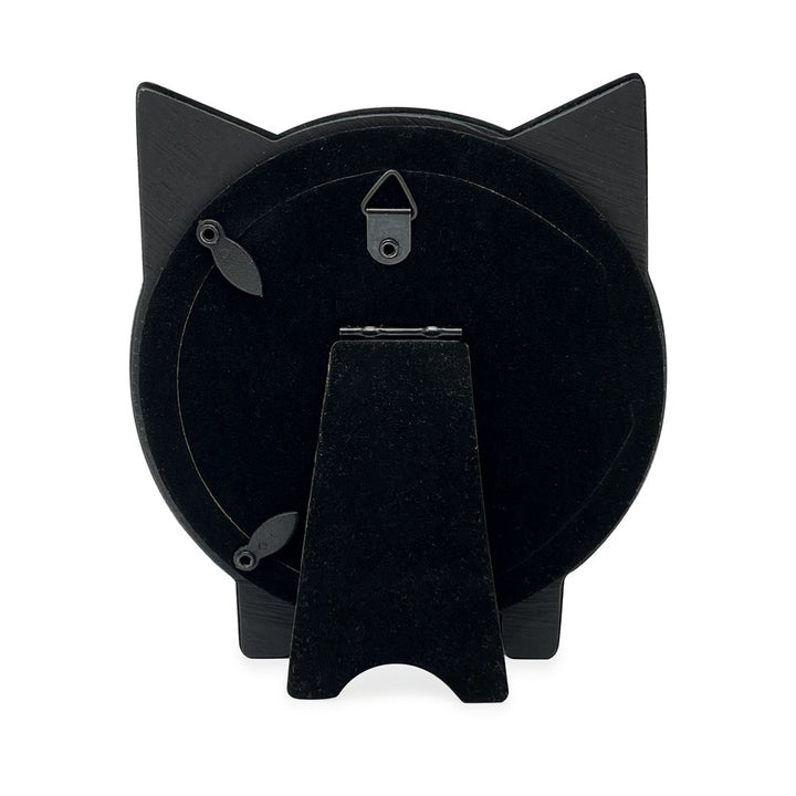 Isaac Jacobs 4x4 Round Resin Sentiment Cat Picture Frame with Ears, Photo Tabletop &amp; Wall Display Hanging Display &amp; Home Décor_