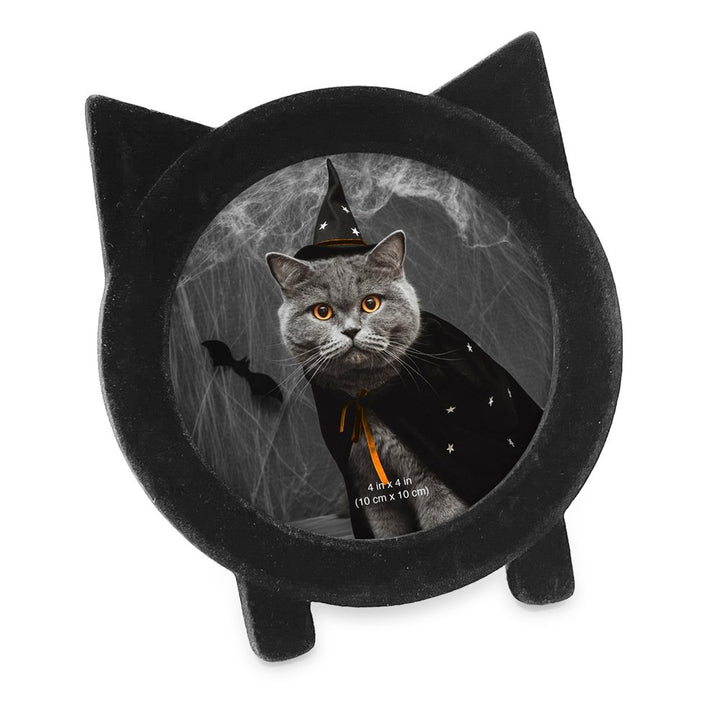 Isaac Jacobs 4x4 Round Resin Sentiment Cat Picture Frame with Ears, Photo Tabletop &amp; Wall Display Hanging Display &amp; Home Décor_