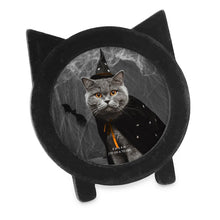 Isaac Jacobs 4x4 Round Resin Sentiment Cat Picture Frame with Ears, Photo Tabletop & Wall Display Hanging Display & Home Décor_#color_Black_Flocking_4x4