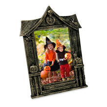 Isaac Jacobs 4x6 Haunted-House Shaped Picture Frame, Photo Tabletop & Wall Display Hanging Display & Home Décor_#color_black_with_gold_4x6