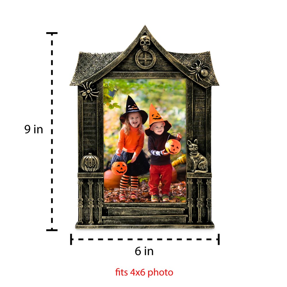 Isaac Jacobs 4x6 Haunted-House Shaped Picture Frame, Photo