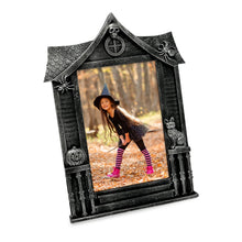 Isaac Jacobs 4x6 Haunted-House Shaped Picture Frame, Photo Tabletop & Wall Display Hanging Display & Home Décor_#color_black_with_silver_4x6