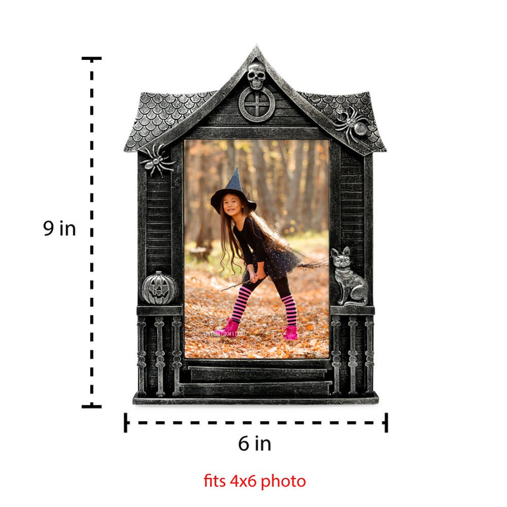 Isaac Jacobs 4x6 Haunted-House Shaped Picture Frame, Photo Tabletop &amp; Wall Display Hanging Display &amp; Home Décor_
