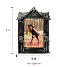 Isaac Jacobs 4x6 Haunted-House Shaped Picture Frame, Photo Tabletop & Wall Display Hanging Display & Home Décor_#color_black_with_silver_4x6