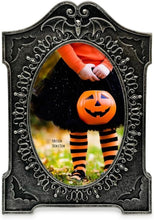 Isaac Jacobs 4x6 Tombstone-Shaped Halloween Picture Frame, Photo Tabletop & Wall Display Hanging Display & Home Décor_#color_Matt Black_with_Silver_4x6