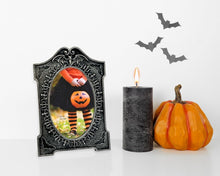 Isaac Jacobs 4x6 Tombstone-Shaped Halloween Picture Frame, Photo Tabletop & Wall Display Hanging Display & Home Décor_#color_Matt Black_with_Silver_4x6