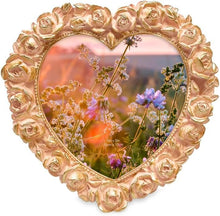Isaac Jacobs 5x5 Heart Shaped Rose Border Resin Frame, Photo Tabletop & Wall Display Hanging Display & Home Décor_#color_Pink_with_gold_5x5