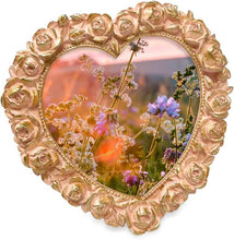 Isaac Jacobs 5x5 Heart Shaped Rose Border Resin Frame, Photo Tabletop & Wall Display Hanging Display & Home Décor_#color_Pink_with_gold_5x5