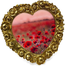 Isaac Jacobs 5x5 Heart Shaped Rose Border Resin Frame, Photo Tabletop & Wall Display Hanging Display & Home Décor_#color_gold_5x5