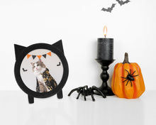 Isaac Jacobs 5x5 Round Resin Sentiment Cat Picture Frame with Ears, Photo Tabletop & Wall Display Hanging Display & Home Décor_#color_Black_Flocking_5x5