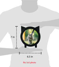 Isaac Jacobs 5x5 Round Resin Sentiment Cat Picture Frame with Ears, Photo Tabletop & Wall Display Hanging Display & Home Décor_#color_Black_Flocking_5x5
