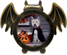 Isaac Jacobs 4x4 Bat-Shaped Picture Frame With Ears And Wings Detail, Photo Tabletop & Wall Display Hanging Display & Home Décor_#color_matt_black_with_gold_4x4