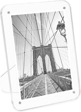 Isaac Jacobs Clear Plain Rounded Corner Acrylic Picture Frame, Magnetic Photo Frame, Made for Tabletop Display with Two-Way Easel_#color_clear_5x7