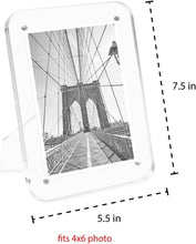 Isaac Jacobs Clear Plain Rounded Corner Acrylic Picture Frame, Magnetic Photo Frame, Made for Tabletop Display with Two-Way Easel_#color_4x6