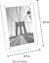 Isaac Jacobs Clear Plain Rounded Corner Acrylic Picture Frame, Magnetic Photo Frame, Made for Tabletop Display with Two-Way Easel_#color_clear_5x7