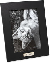 Isaac Jacobs Wood Sentiments Cat "Meow" Picture Frame, Keepsake Photo Frame with Easel and a Hanging Tabs for Tabletop, Desktop & Wall Display_#color_black_5x7_vertical