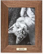 Isaac Jacobs Wood Sentiments Cat "Meow" Picture Frame, Keepsake Photo Frame with Easel and a Hanging Tabs for Tabletop, Desktop & Wall Display_#color_brown_5x7_vertical