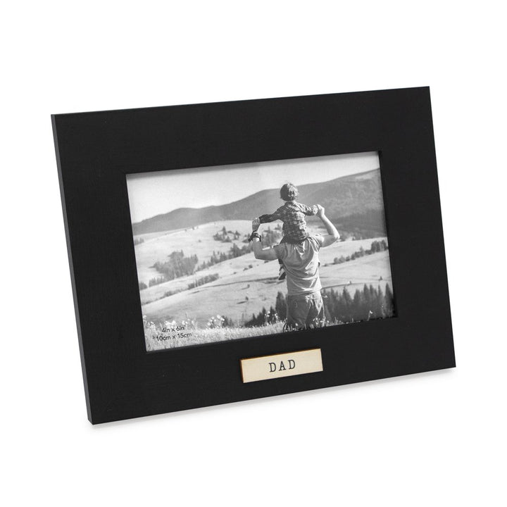 Isaac Jacobs Wood Sentiments "Dad" Picture Frame, Keepsake Photo Frame with Easel and a Hanging Tabs for Tabletop, Desktop &amp; Wall Display_