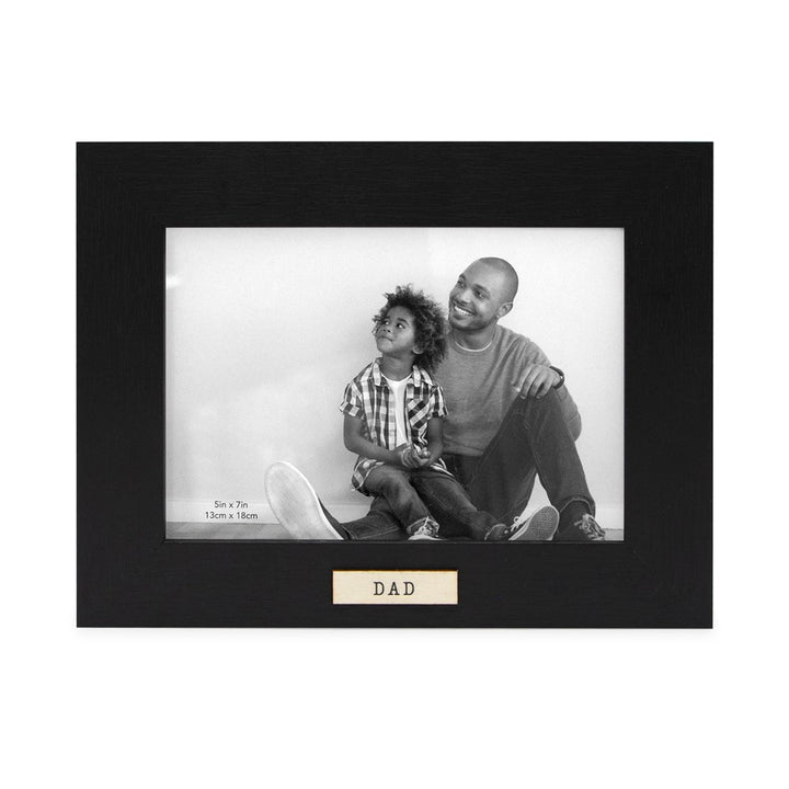 Isaac Jacobs Wood Sentiments "Dad" Picture Frame, Keepsake Photo Frame with Easel and a Hanging Tabs for Tabletop, Desktop &amp; Wall Display_