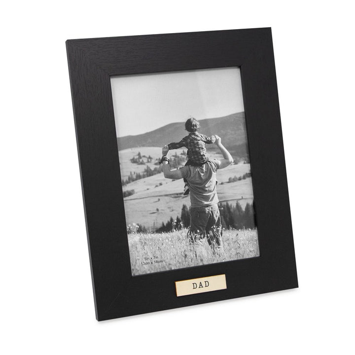 Isaac Jacobs Wood Sentiments "Dad" Picture Frame, Keepsake Photo Frame with Easel and a Hanging Tabs for Tabletop, Desktop &amp; Wall Display_