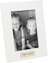 Isaac Jacobs Wood Sentiments "The Girls" Picture Frame, Keepsake Photo Frame with Easel and a Hanging Tab for Tabletop, Desktop & Wall Display_#color_white_4x6_vertical