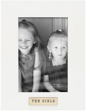 Isaac Jacobs Wood Sentiments "The Girls" Picture Frame, Keepsake Photo Frame with Easel and a Hanging Tab for Tabletop, Desktop & Wall Display_#color_white_4x6_vertical