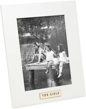 Isaac Jacobs Wood Sentiments "The Girls" Picture Frame, Keepsake Photo Frame with Easel and a Hanging Tab for Tabletop, Desktop & Wall Display_#color_white_5x7_vertical