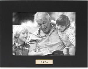 Isaac Jacobs 5x7 Wood Sentiments "Papa" Picture Frame, Horizontal Keepsake Photo Frame with Easel and a Hanging Tabs for Tabletop, Desktop & Wall Display, (Black, 7x5)