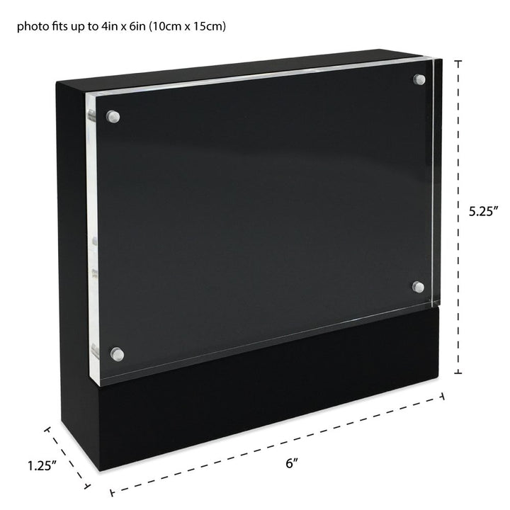 Isaac Jacobs Wood Block Acrylic Picture Frame, Magnetic Photo Frame, Made For Tabletop Display
