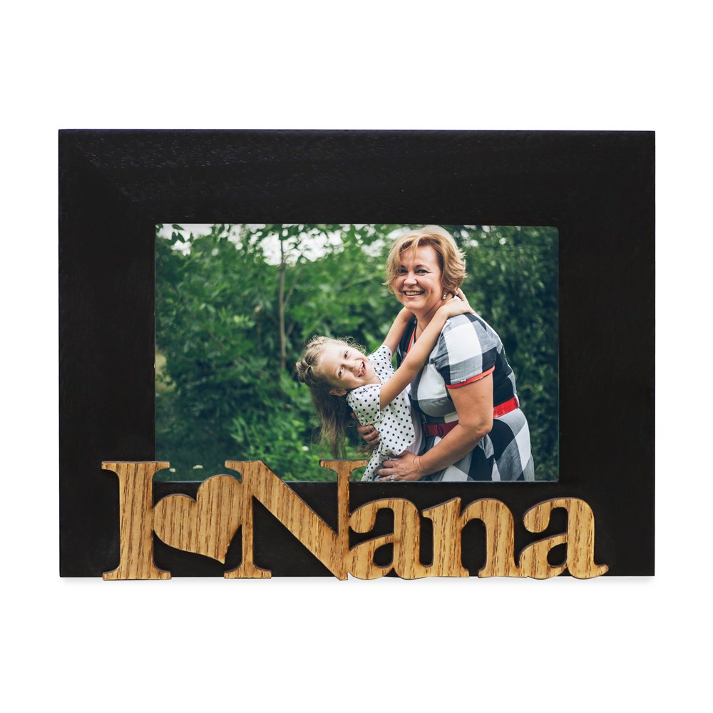 Isaac Jacobs Wood Sentiments “I Love Nana” Picture Frame, Photo Gift for Nana, Grandma, Family, Display on Tabletop, Desk