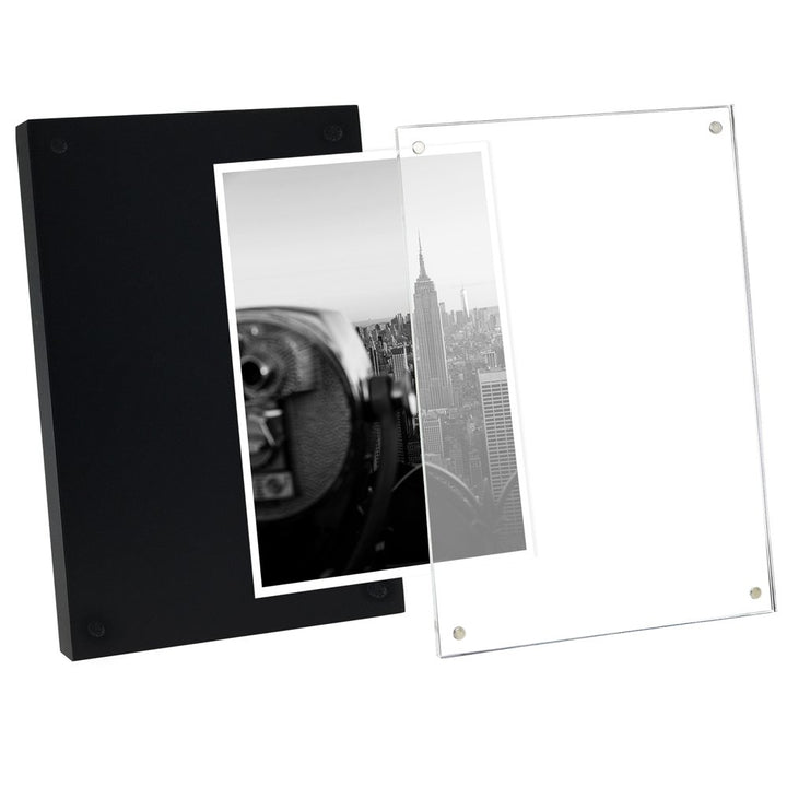 Isaac Jacobs Wood Acrylic Picture Frame, Magnetic Photo Frame with Easel, Made for Tabletop Display