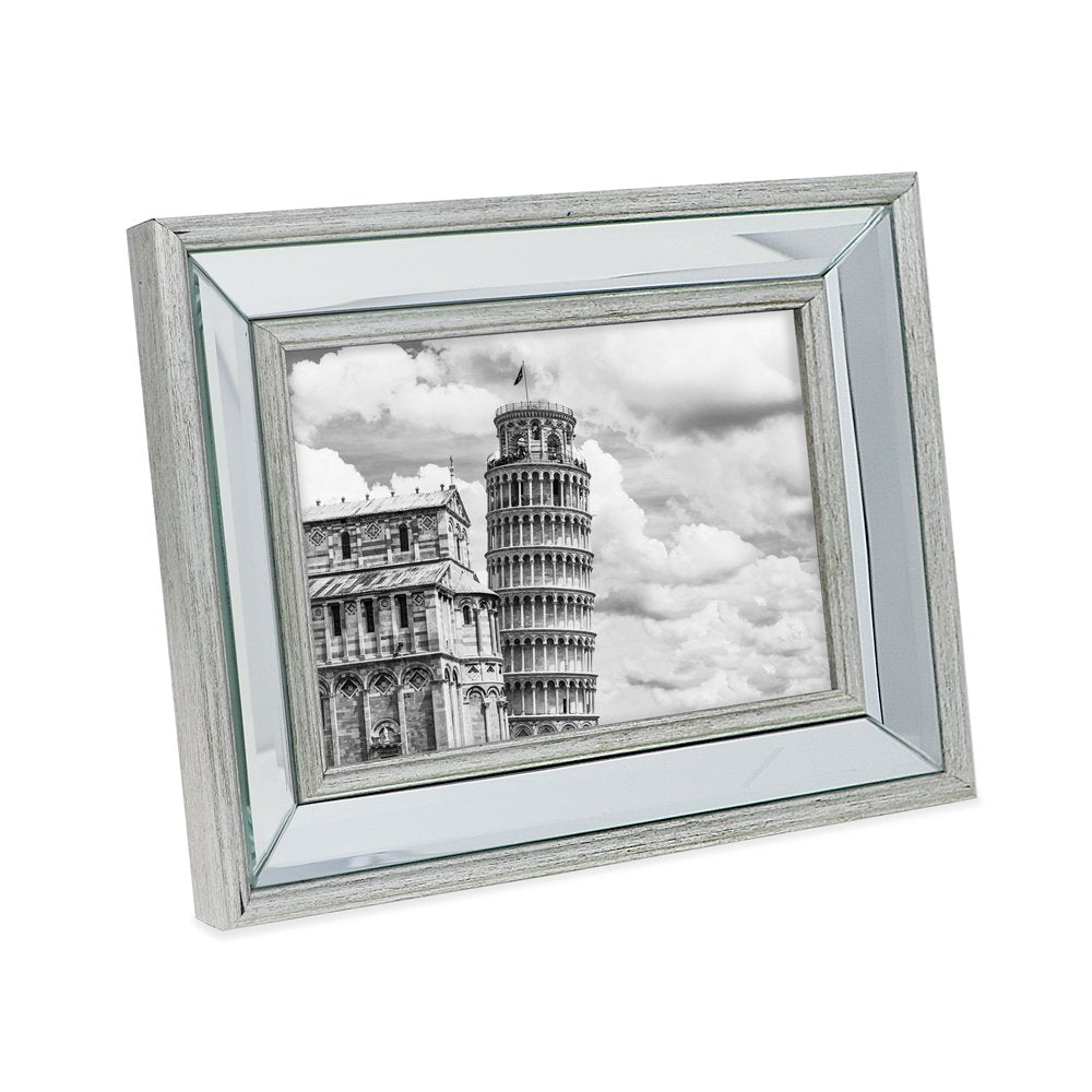 Isaac Jacobs Beveled Mirror Picture Frame - Classic Mirrored Frame with Slight Slanted Angle Made for Wall Décor Display, Photo Gallery and Wall Art