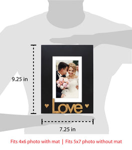 Isaac Jacobs Wood Sentiments “Love” Picture Frame, Photo Gift for Loved Ones, Family, Display on Tabletop, Desk