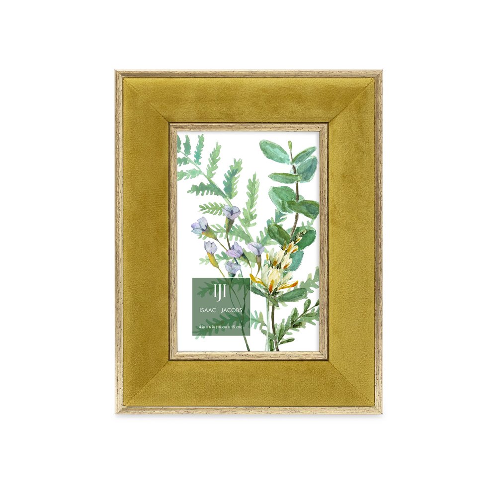 Isaac Jacobs Velvet Picture Frame with Metallic Double Border, Photo Frame, Horizontal &amp; Vertical, Made for Tabletop &amp; Wall Display, for Home and Office