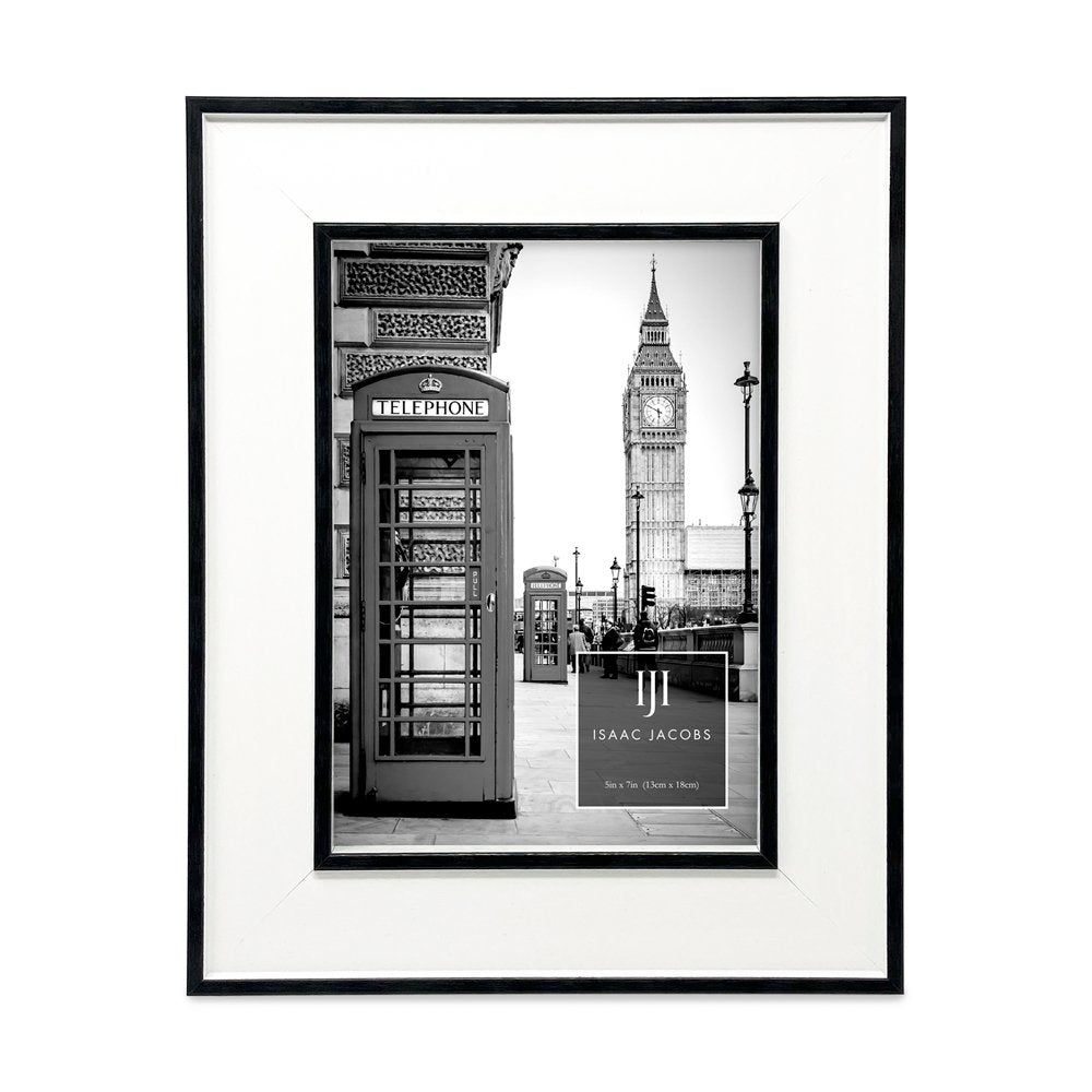 Isaac Jacobs (Vertical &amp; Horizontal) Double Border Picture Frame w/ Black Fabric Easel, Wall-Mountable, Made for Tabletop &amp; Gallery, Home or Office