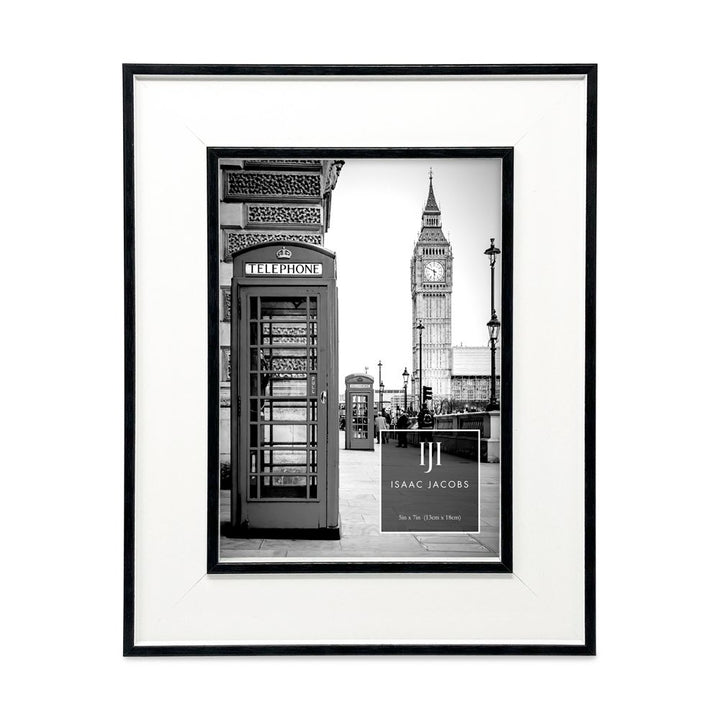 Isaac Jacobs (Vertical &amp; Horizontal) Double Border Picture Frame w/ Black Fabric Easel, Wall-Mountable, Made for Tabletop &amp; Gallery, Home or Office