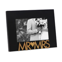 Isaac Jacobs Wood Sentiments “Mr & Mrs” Picture Frame, Newlywed Photo Gift for Wedding, Display on Tabletop, Desk