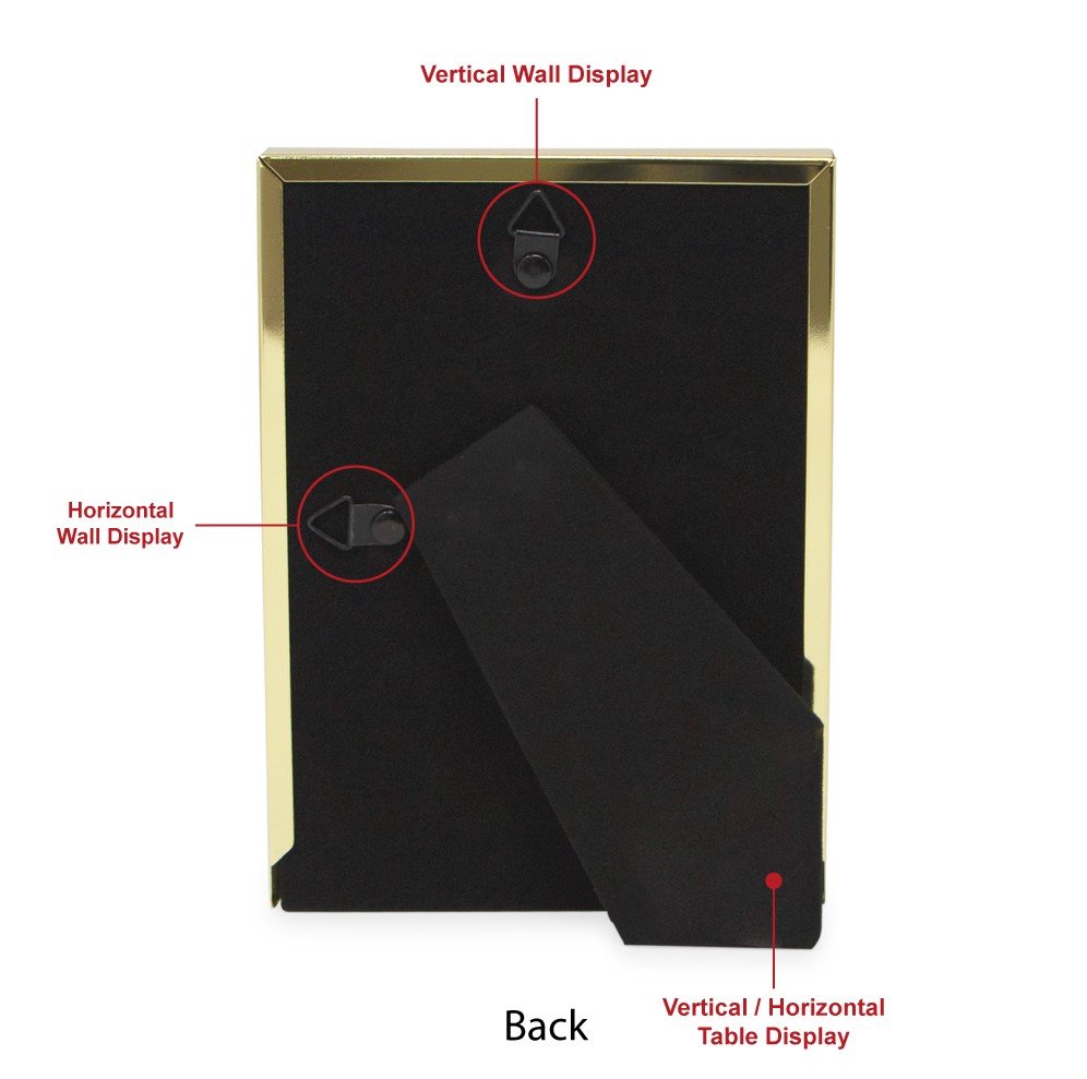 Isaac Jacobs Metal Glitter (Vertical &amp; Horizontal) Picture Frame, with Black Fabric Easel, Wall-Mountable, Made for Tabletop, Counterspace, Shelf and Desk