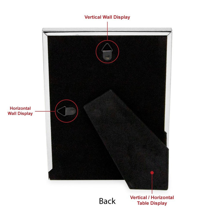 Isaac Jacobs Leather with Metal (Vertical &amp; Horizontal) Picture Frame, Suede Border w/ Black Fabric Easel, Wall-Mountable, Made For Tabletop, Photo Gallery