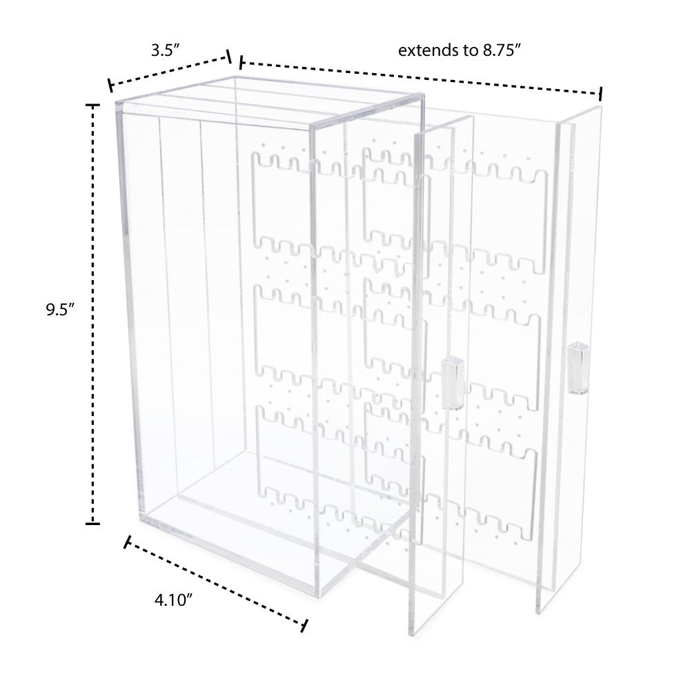 Isaac Jacobs 2 Drawer Acrylic Earring Holder, Jewelry Organizer Case (Holds up to 48 Pairs)