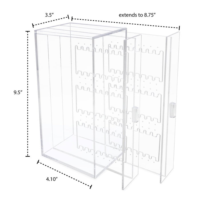 Isaac Jacobs 2 Drawer Acrylic Earring Holder, Jewelry Organizer Case (Holds up to 48 Pairs)