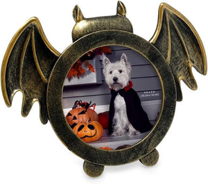 Isaac Jacobs 4x4 Bat-Shaped Picture Frame With Ears And Wings Detail, Photo Tabletop & Wall Display Hanging Display & Home Décor