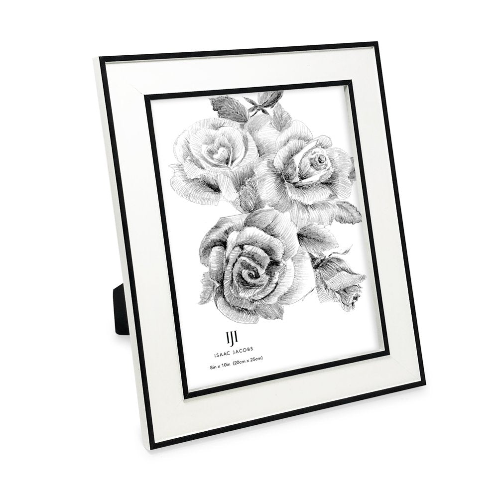 Isaac Jacobs (Vertical &amp; Horizontal) Double Border Picture Frame w/ Black Fabric Easel, Wall-Mountable, Made for Tabletop &amp; Gallery, Home or Office