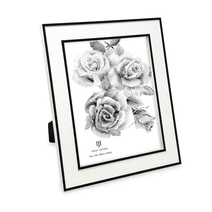 Isaac Jacobs (Vertical &amp; Horizontal) Double Border Picture Frame w/ Black Fabric Easel, Wall-Mountable, Made for Tabletop &amp; Gallery, Home or Office